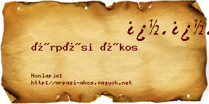 Árpási Ákos névjegykártya